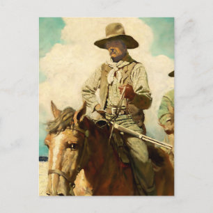 De pezige marshall Westerse kunst van NC Wyeth Feestdagenkaart