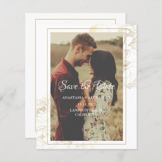 De PHOTO VAN de begroting bewaart de DATUM uitnodi (Voorkant / Achterkant)