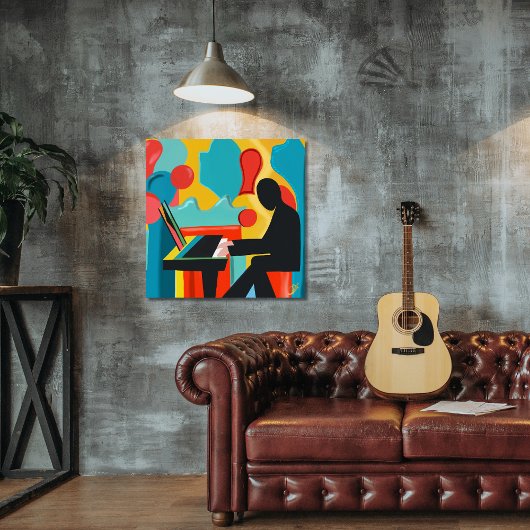 De pianist - Origineel olieverfschilderij Foto Afdruk