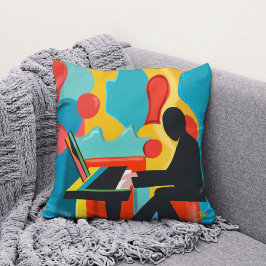 De pianist - Origineel olieverfschilderij Kussen