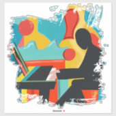 De Pianist - Originele Olie Schildering Sticker (Vel)