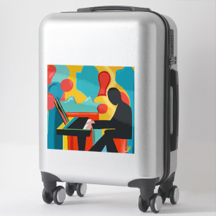 De Pianist - Originele Olie Schildering Sticker