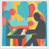 De Pianist - Originele Olie Schildering Sticker (Vel)