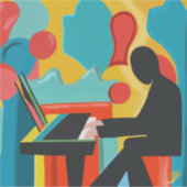 De Pianist - Originele Olie Schildering Sticker (Voorkant)