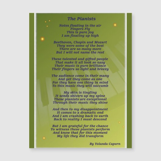 De pianisten Magnetische Kaart (Voorkant)