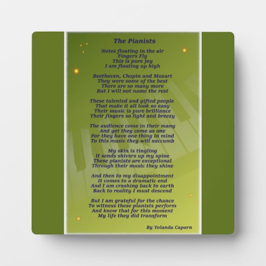De pianisten Plaque Fotoplaat (Voorkant)