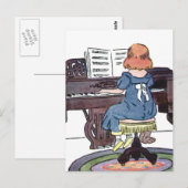 De piano praktiseren briefkaart (Voorkant / Achterkant)