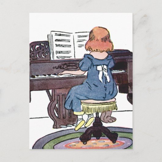 De piano praktiseren briefkaart (Voorkant)