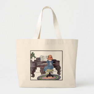 De piano praktiseren grote tote bag