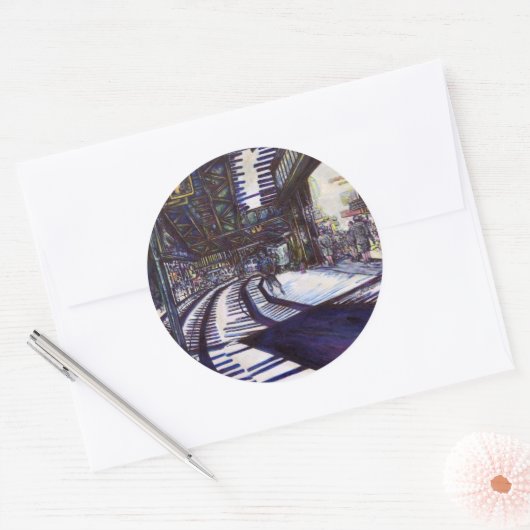 De piano stofzuigen ronde sticker (Envelop)