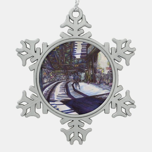 De piano stofzuigen tin sneeuwvlok ornament (Voorkant)