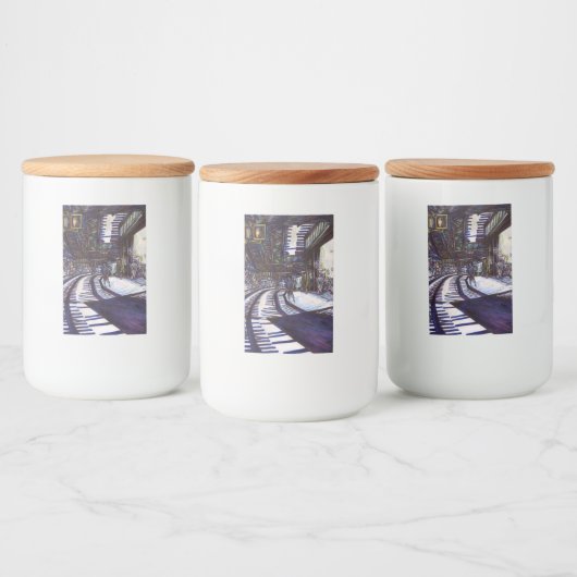 De piano stofzuigen voedselcontainer etiket (Flessen)