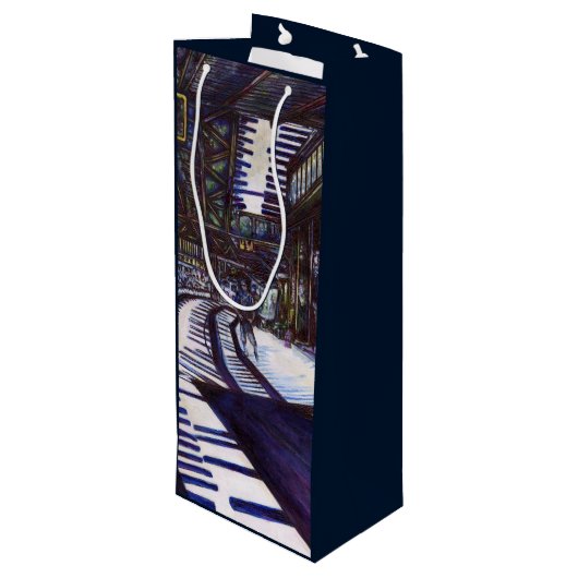 De piano stofzuigen wijn cadeautas (Achterkant Gekanteld)