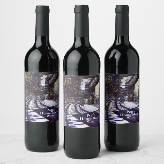 De piano stofzuigen wijn etiket (Flessen)