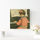 De pianoles vierkante klok (Huis)