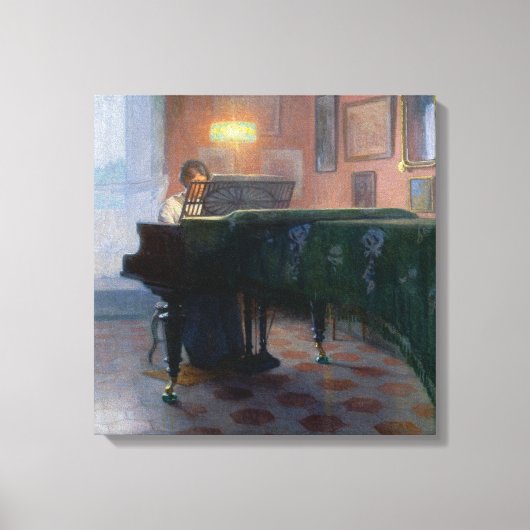 De pianospeler (pianist) (Vrouw muzikant) Canvas Afdruk (Voorkant)