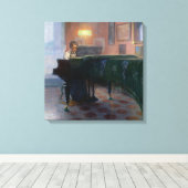 De pianospeler (pianist) (Vrouw muzikant) Canvas Afdruk (Insitu (Houten vloer))