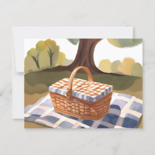 De Picknick Blauw Wit Gestreepte Rieten Waterver Briefkaart
