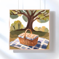 De Picknick | Blauw Wit Gestreepte Rieten Waterver