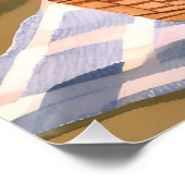 De picknick | Blauw Wit Gestreepte Wicker Waterver Perfect Poster (Hoek)