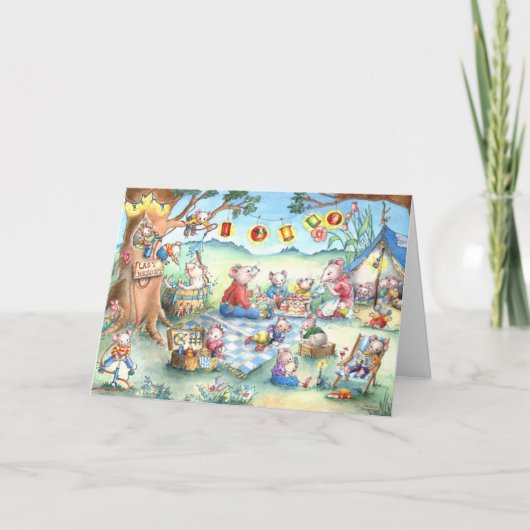 De Picknick die van muizen - het Wenskaart van de Kaart (Voorkant)
