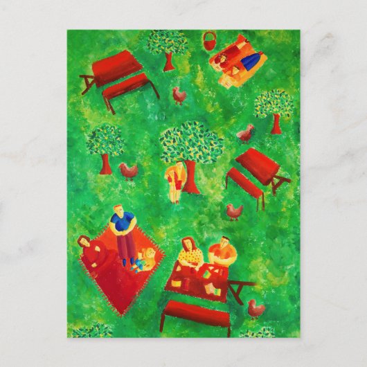 De Picknick Heden contemporaine kunst Acrylschilde Briefkaart (Voorkant)