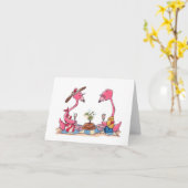 De Picknick Notecard van de Flamingo van het Kaart (Gele Bloem)