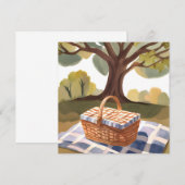 De Picknick | Waterverfkaart met Rieten Mand (Voorkant / Achterkant)