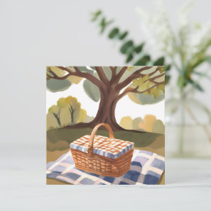 De Picknick Waterverfkaart met Rieten Mand
