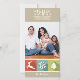 De Pictogrammen Feliz (Beige) Navidad van de Feestdagenkaart