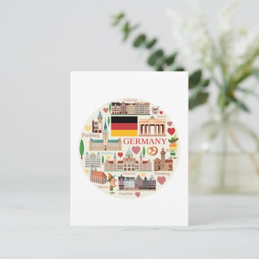 De Pictogrammen van de Reis van Duitsland Briefkaart (Staand voorkant)