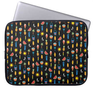 De pictogrammen van de zomer naadloos  patroon zwa laptop sleeve
