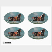 De Piebald Piebald Horse "Ceheld-opfok" Ovale Sticker (Vel)