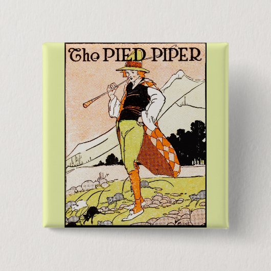 De Pied Piper Kinderkinderkamer Vierkante Button 5,1 Cm (Voorkant)