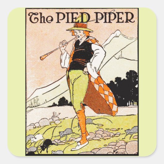 De Pied Piper Kinderkinderkamer Vierkante Sticker (Voorkant)
