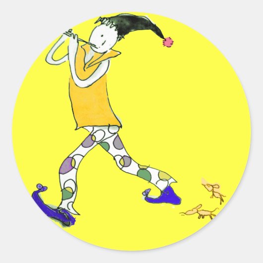 De Pied Piper van Hamelin Ronde Sticker (Voorkant)