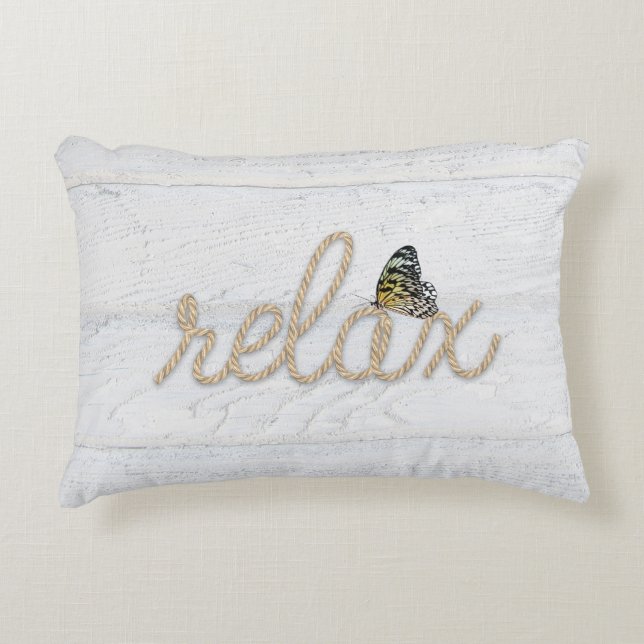 De piek haalt Tekst met Butterfly Accent Pillow op Kussen (Voorkant)