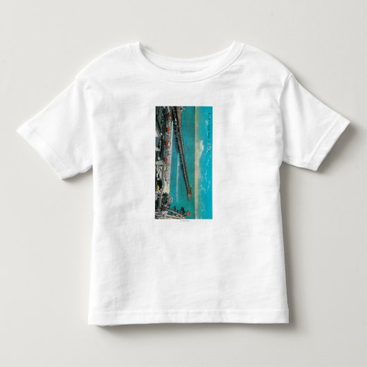 De pier, de strand en de lange band kinder shirts (Voorkant)