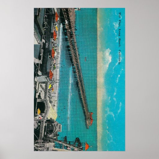 De pier, de strand en de lange beach poster (Voorkant)