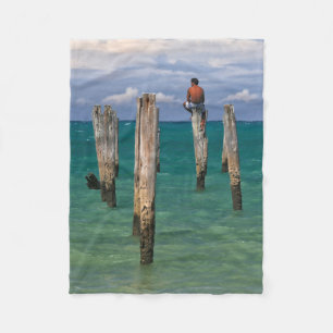 De pier in Coqueiros strand in Trancoso Fleece Deken