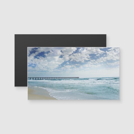 De pier van het strand over de Foto Magnet van de  (Voorkant / Achterkant)
