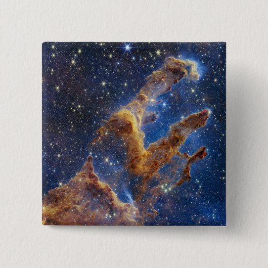 De pijlers van de schepping kijken als T-Rex Vierkante Button 5,1 Cm (Voorkant)