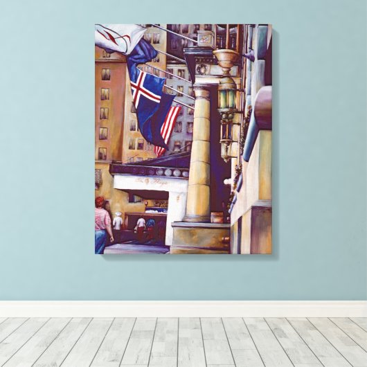De pijlers van het Plaza Hotel, New York City Canvas Afdruk (Insitu (Houten vloer))