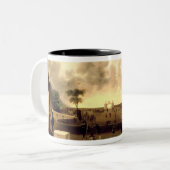 De pijlpoort naar de hemel tweekleurige koffiemok (Voorkant links)