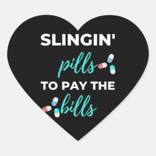 De pillen van de slingin om de rekeningen te betal hart sticker