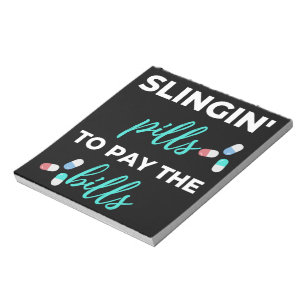 De pillen van de slingin om de rekeningen te betal notitieblok