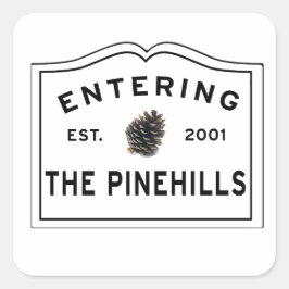 De PineHills Plymouth MA invoeren Vierkante Sticker