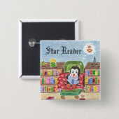 De pinguïn beloningsknop lezen vierkante button 5,1 cm (Voorkant /achterkant)