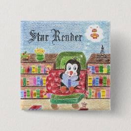 De pinguïn beloningsknop lezen vierkante button 5,1 cm