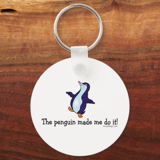 De pinguïn deed het. sleutelhanger (Achterkant)